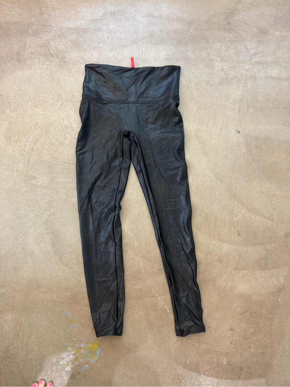 SPANX Black Leggings with Red Logo Tag